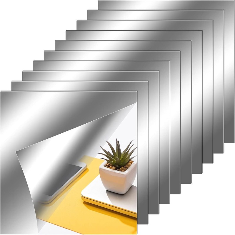 Create Stunning Reflections with 10 Non-Glass Mirror Sheets, 12 x 12 Inches Each gallery