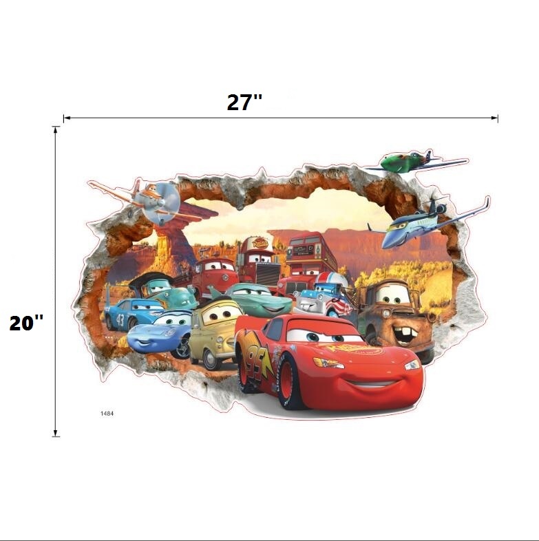 NEW Disney Cartoon lightning McQueen Cars HUGE Wall Stickers Kids Home Decor USA gallery