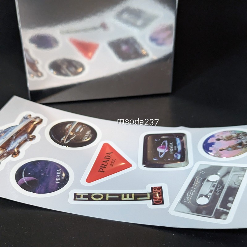 New Prada Mode NYC Sheet of 8 Stickers Spaceship Cassette Symbole Kojima Refn gallery
