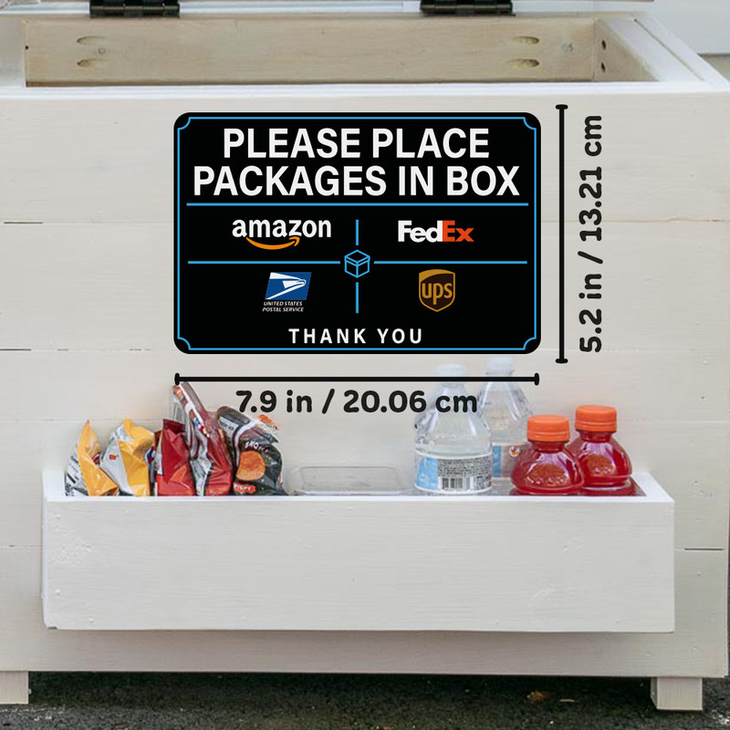 Please Place Packages in Box Sticker Sign - UV Resistant for Amazon UPS FedEx gallery
