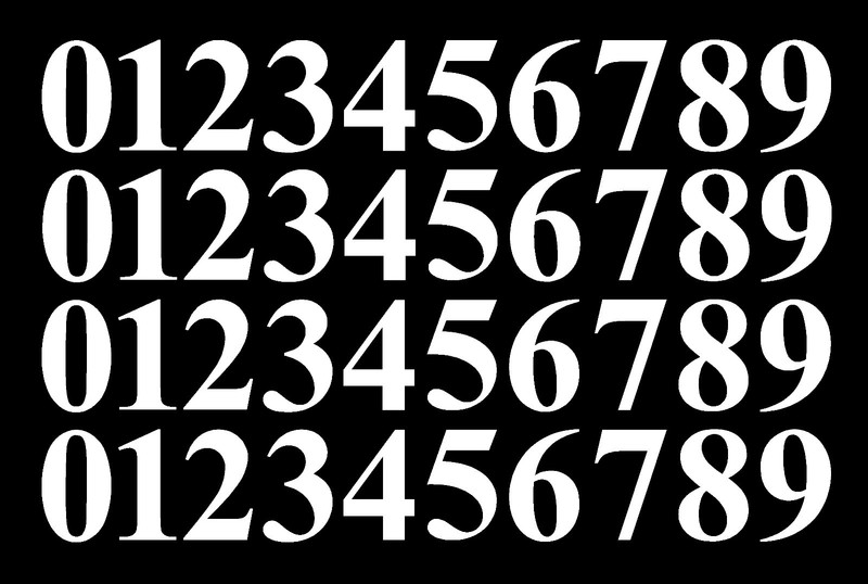 0-9 Numbers White Sticker Vinyl Decals CHOOSE SIZE!! 1″ To 12″ Set Of 40 V646)