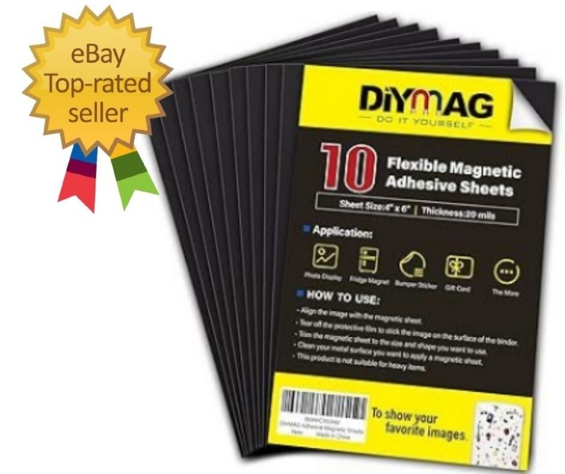 Magnetic Adhesive Sheets, 4″ X 6″ 10 Pack Cuttable Magnets Flexible Magnet Sheet