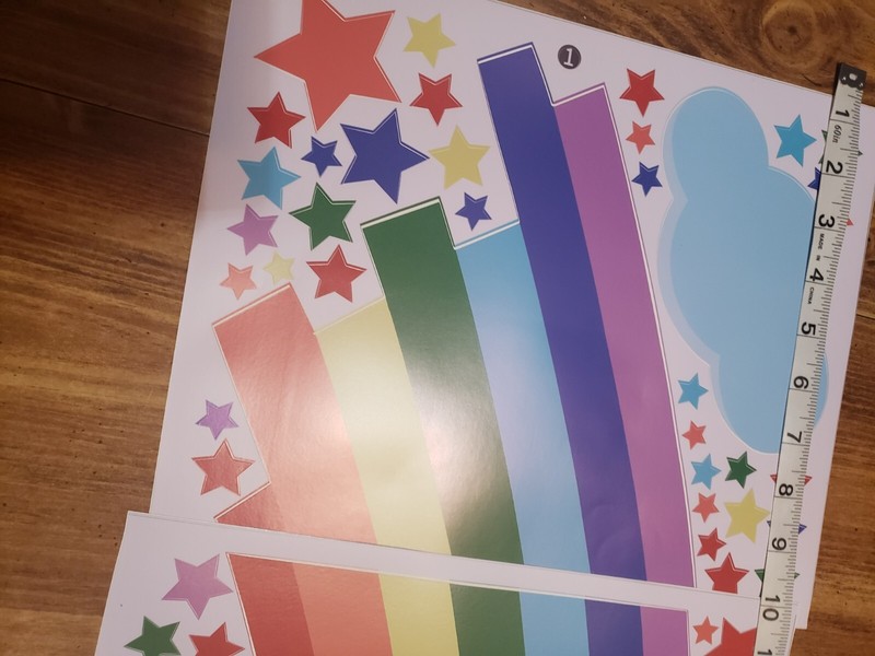 Large Rainbow Wall Decal Kids Room Balloons Stars Clouds NIP gallery