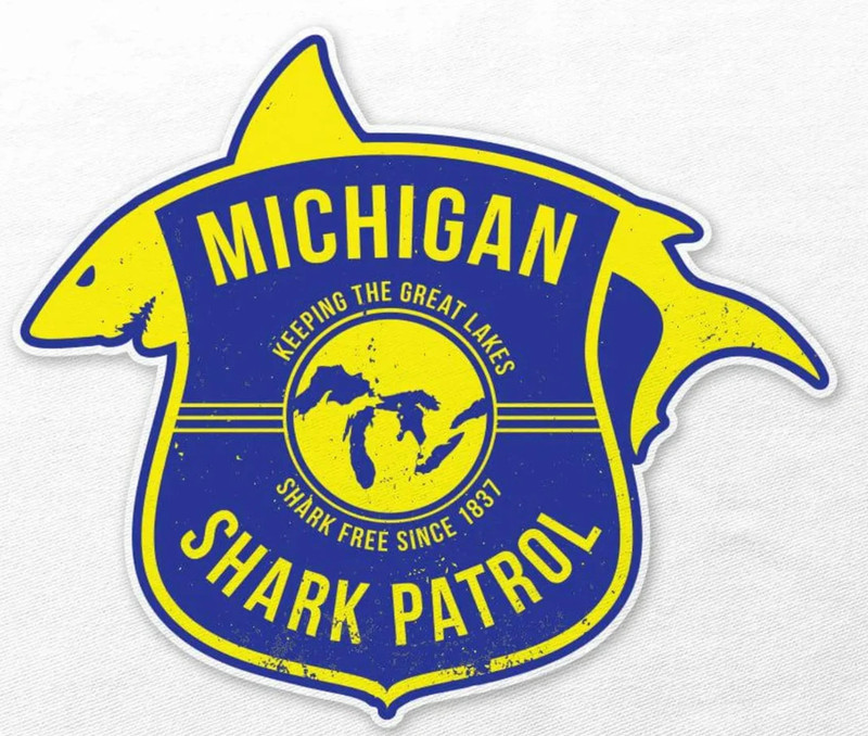 Great Lakes Michigan Shark Patrol Sticker *NEW* Measures 5″ x 4-1/4″