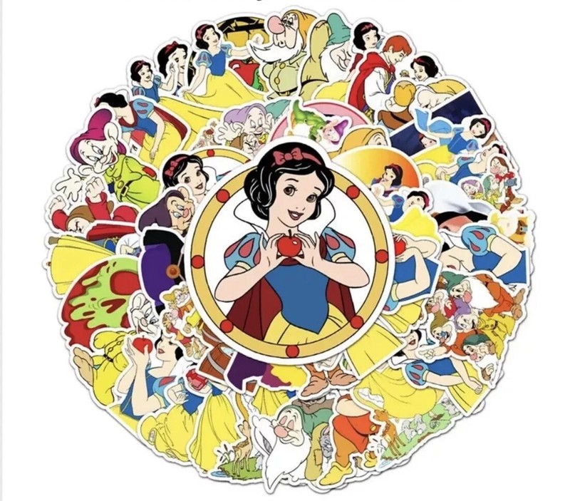 Stickers Snow White Princess 50 Pcs Dwarfs Dopey Grumpy Happy US SELLER