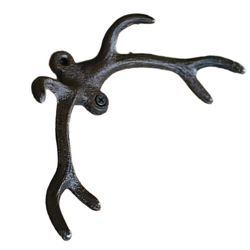 Cast Iron Wall Hook Black Antler Rustic for For hanging Clothes Hats Keys gallery