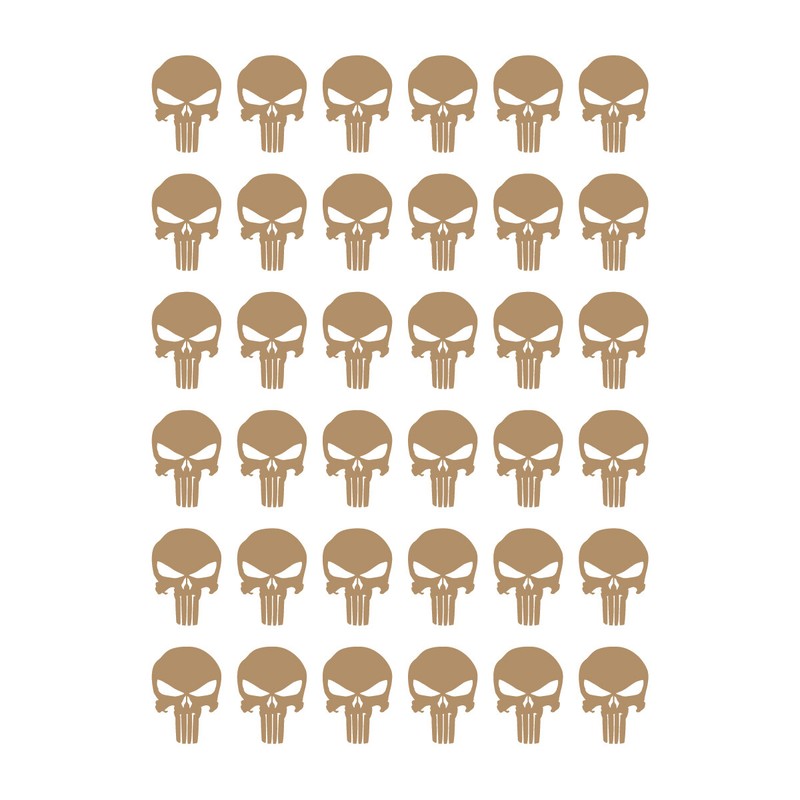 Desert Tan – 36 Punisher 1″ High Vinyl Decals Phone Laptop Gun Helmet