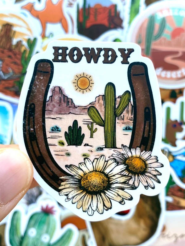 5-50 pcs Cactus Stickers, Retro Travel Arizona Canyon Camel Desert Vinyl Decals gallery