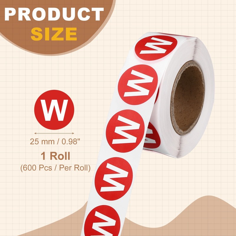 1" Letter Stickers, 600Pcs Alphabet Stickers Letter W for Office, Red gallery