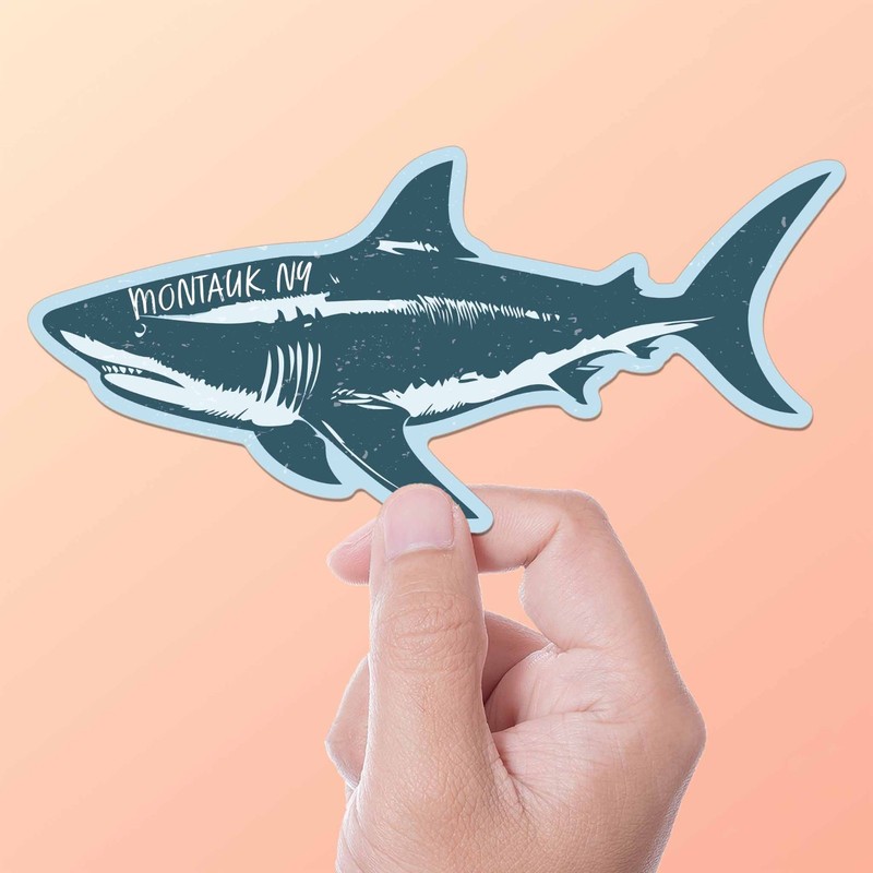 Montauk New York Shark Sticker – Long Island NY Decal for Water Bottle