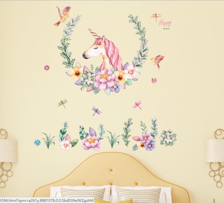 Wall Sticker Unicorn Garland Decal For Kids Nursery Baby Room Living Room Dining gallery