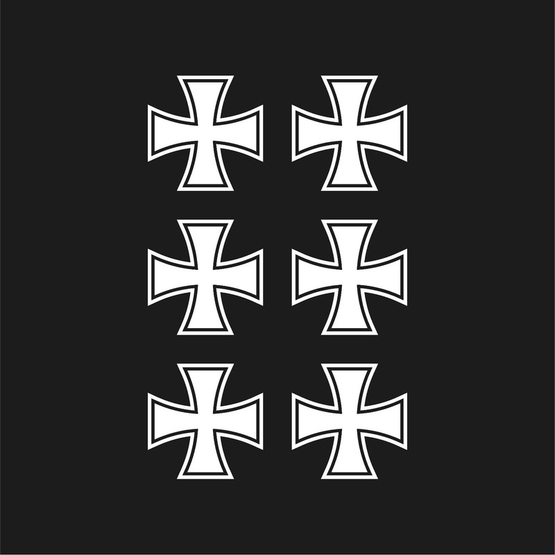 set of 6 German cross Iron cross Vinyl Decal symbol Sticker