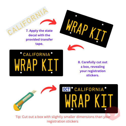 Cherry Red and White Matte Black California Plate Wrap DIY Kit gallery