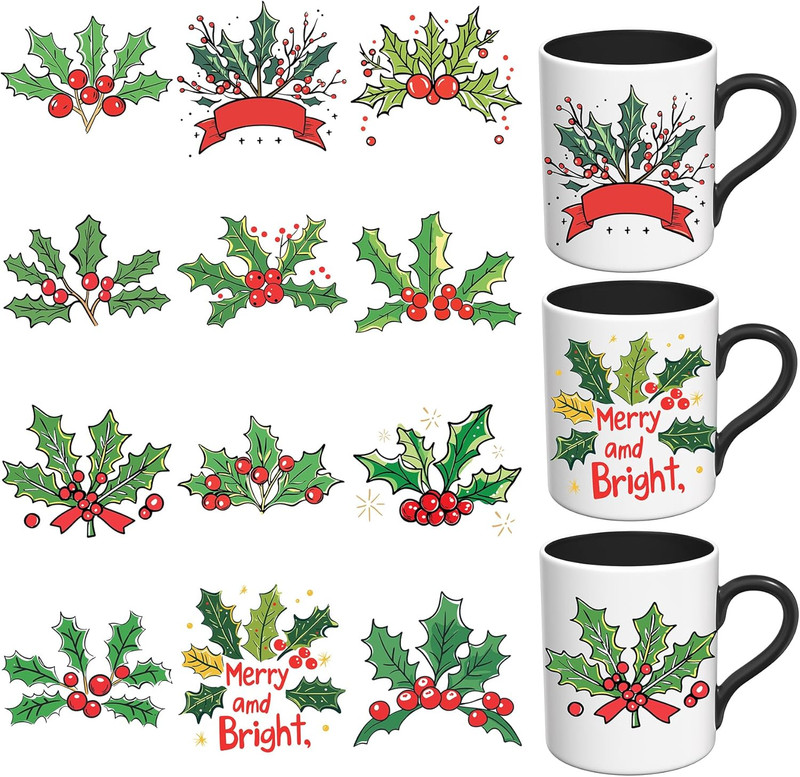 UV DTF Stickers – 12 Sheets Merry Christmas UV DTF Cup Wrap for Coffee Mugs Glas