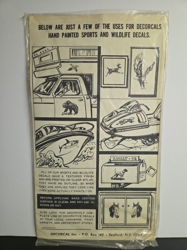 Vintage 1970's NOS Hand Painted Sports And Wildlife Decals W-18 PORPOISE 10x17 gallery