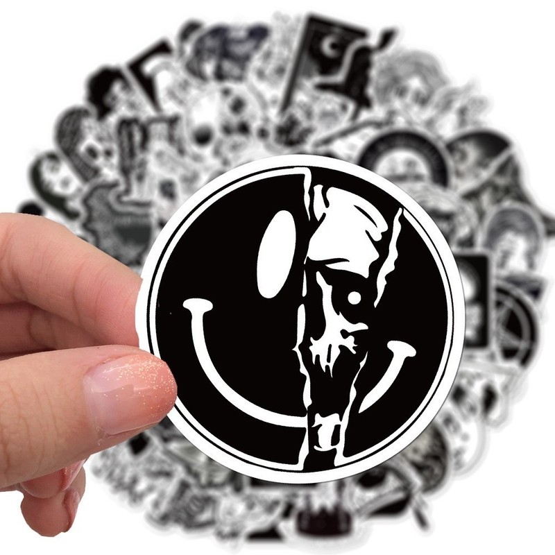200/100/50 Black and White Dark Gothic Graffitr Sticker Packs gallery