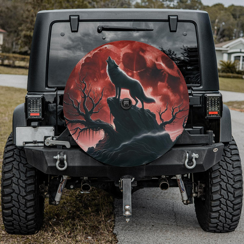 Wolf Spare Tire Cover With or Without Camera Hole, wolf tire cover