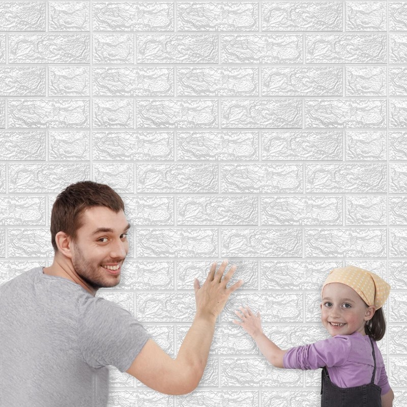 Art3d 20pcs 30.5″x27.5″ Foam Faux Brick Self-adhesive White Wall Sticker