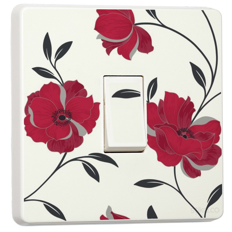 2-Pack Red Floral Arthouse Opera Charleston Single Double Light Switch Sticker