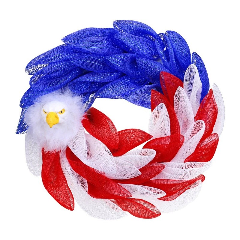 4th July Decoration Patriotic Wreath Plastic And Polyester Easy Hanging Design