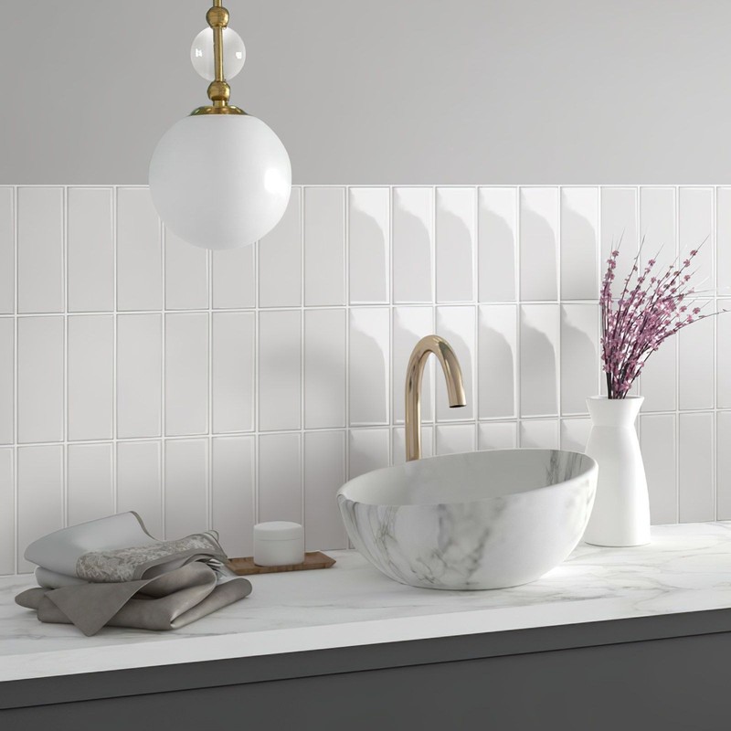 10 Pack 3D Wall Tiles Self Adhesive 10x10" White Peel and Stick Backsplash DIY gallery