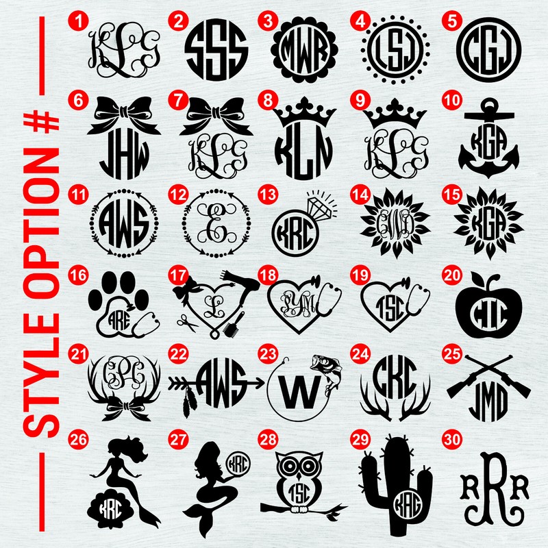 Monogram Initial Decals for Phone, Tumbler, Car Decals. 30 Designs gallery