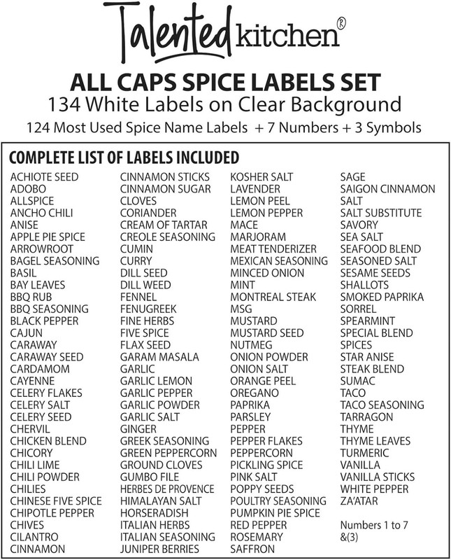 Talented Kitchen Spice Labels Stickers - 134-Count White Glossy Vinyl Minimalist gallery