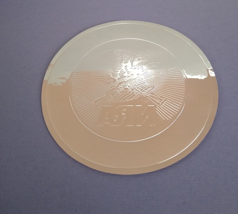 Rare NRA Solid Silver Decal Sticker, Round 3.5" Embossed Metallic gallery