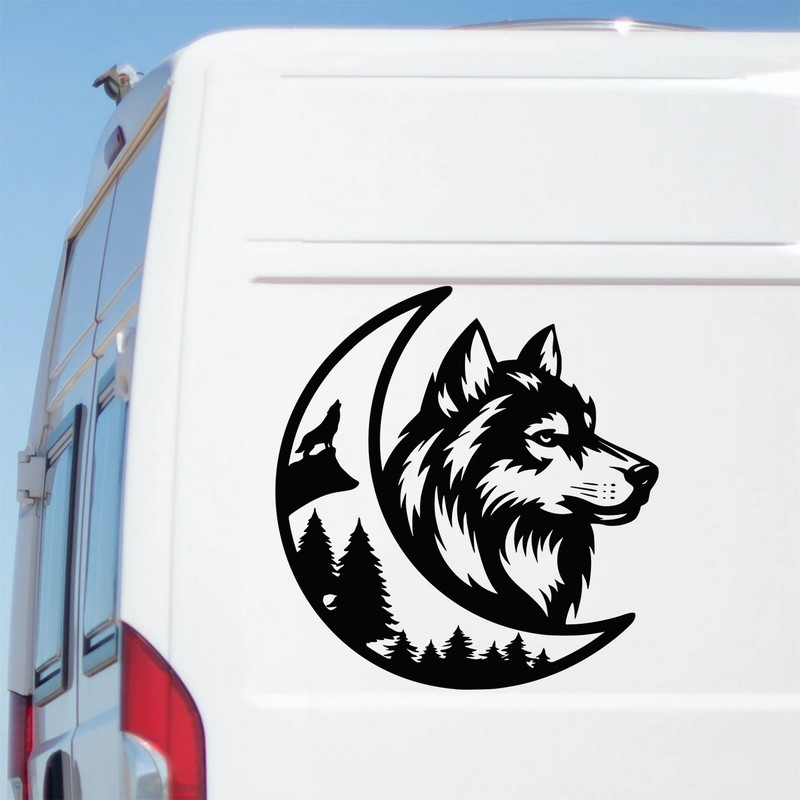 Wolf Moon Mountain Vinyl Decal Sticker - Camper Van Wolves Graphic Adventure gallery