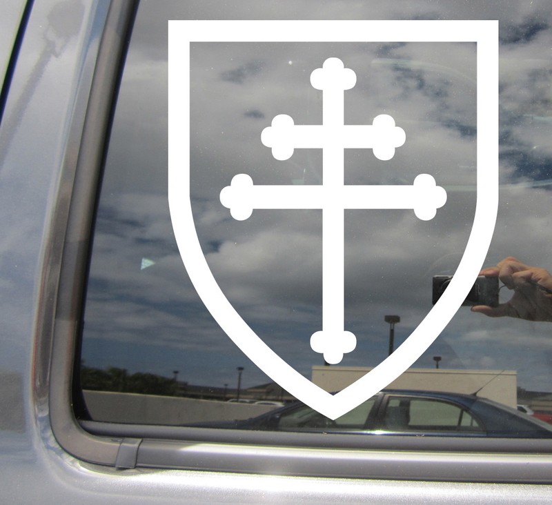 Cross of Lorraine Shield Knight Crusade – Cars Vinyl Decal Window Sticker 10037