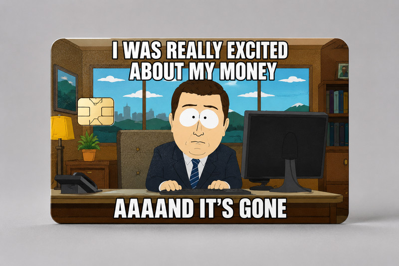 “And Its Gone” Funny Credit / Debit Card Skin Cover Decal Sticker *SMALL CHIP