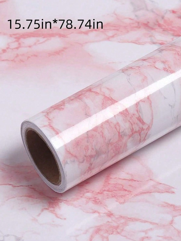Pink Marble Self-Adhesive Wallpaper Roll 40×300 Inch Removable Waterproof