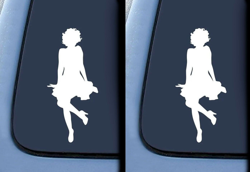 TWO Marilyn Monroe Silhouette Sexy Look 6″ White Vinyl Decals Car Laptop Tablet