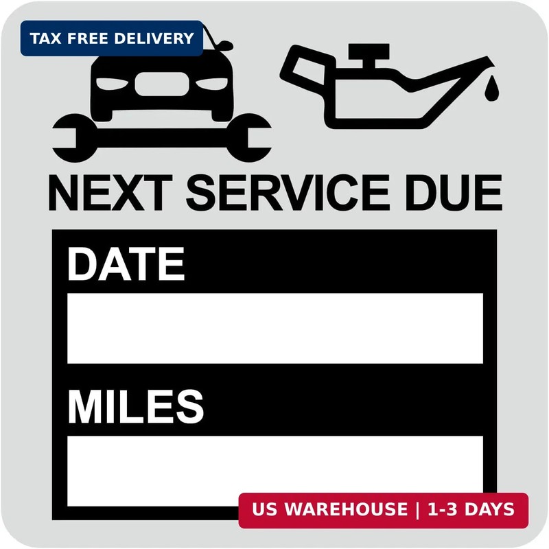 2×2 inch 102 PCS Black Static Cling Oil Change Stickers Next Service Due Labels