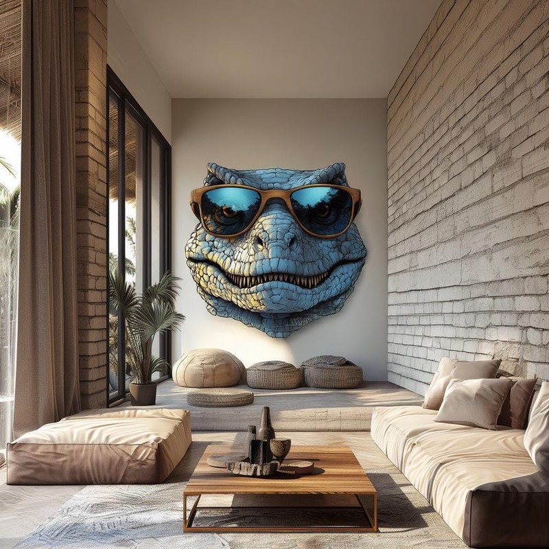 Cool Dinosaur Wall Decal with Sunglasses | 3D Raptor Art for Kids & Adults gallery