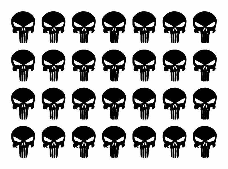 The Punisher Small 1″ Skull Vinyl Decals Phone Laptop Gun Helmet Stickers Sheet