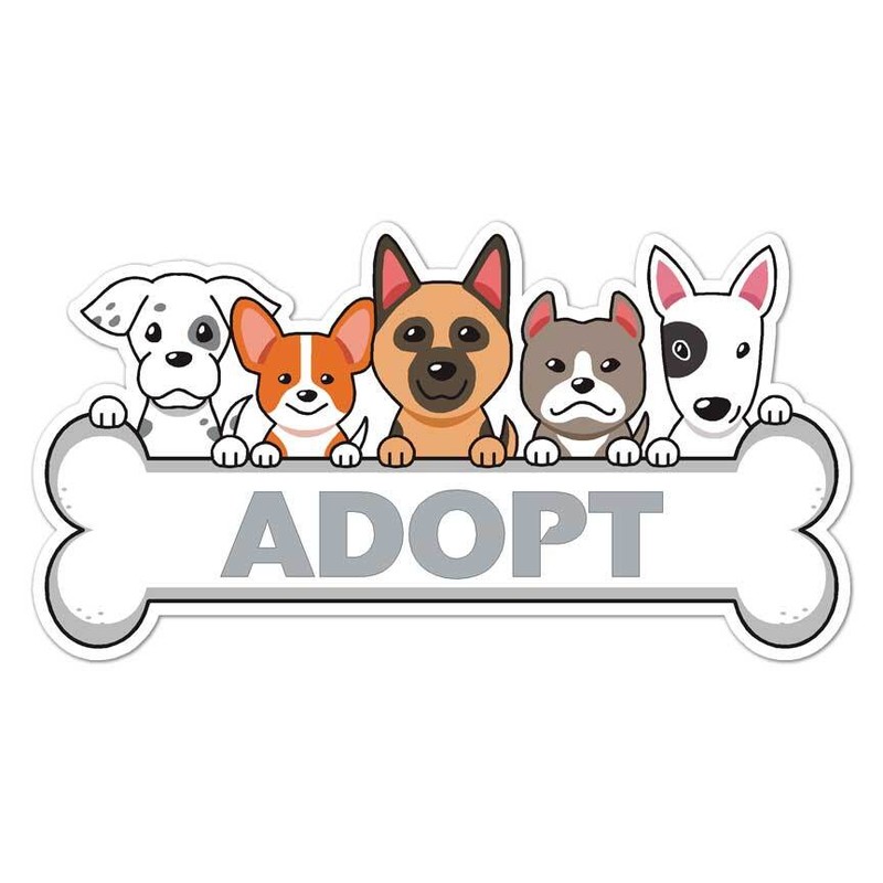Adopt Dogs Puppies, Vinyl Decal Sticker, Indoor Outdoor, 3 Sizes, #8109