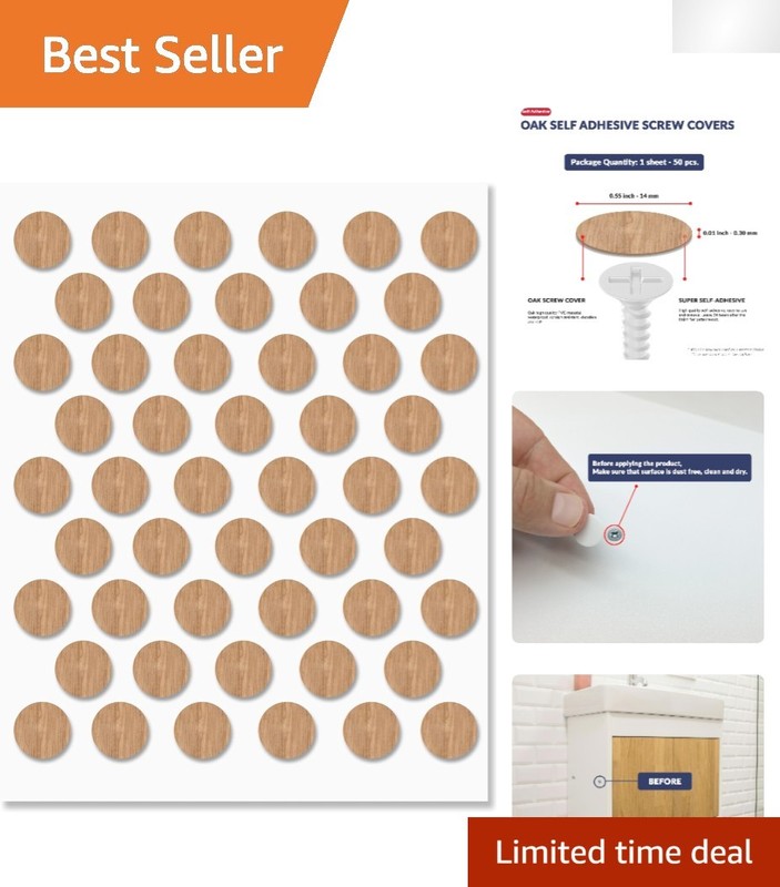 50 Pack of Oak Waterproof Screw Hole Covers – 0.55 Inch for Furniture & Cabinets