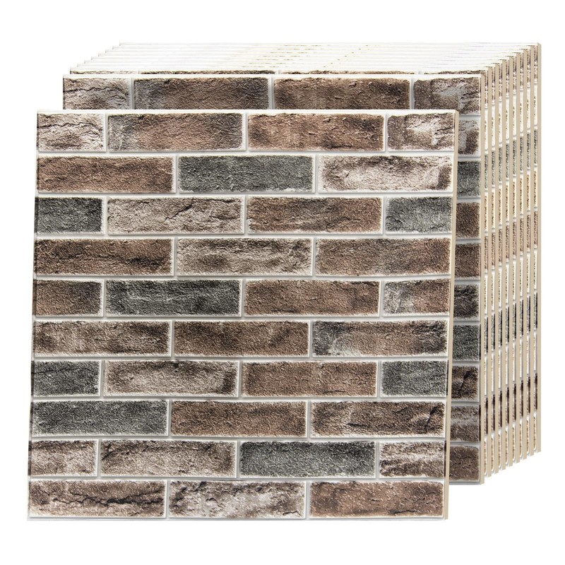 Art3d 20pcs 27.5″x27.5″ Self-adhesive Foam Faux Brick Wall Sticker