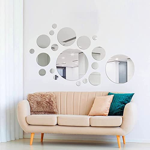 32 Pcs Acrylic Circle Mirror Wall Decor Stickers DIY Home Bedroom Decoration gallery