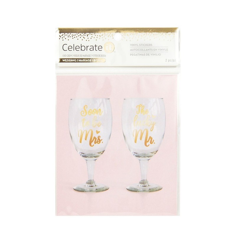 Celebrate It I DO CREW Gold Vinyl WEDDING Stickers – SOON TO BE – 2 pc