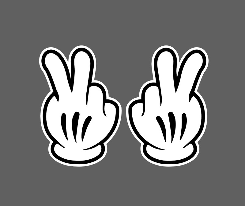 Mickey Mouse Hands Peace Hand Fingers Vinyl Decal Sticker – 2 for 1 – 4″