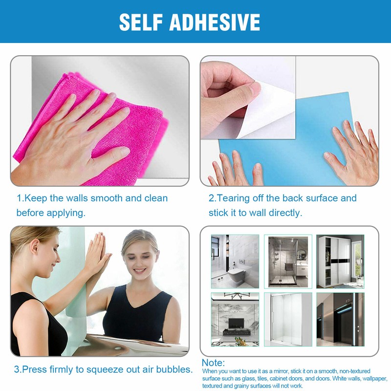 50x100cm Self Adhesive Mirror Reflective Tiles Wall Stickers Film Kitchen Decor gallery