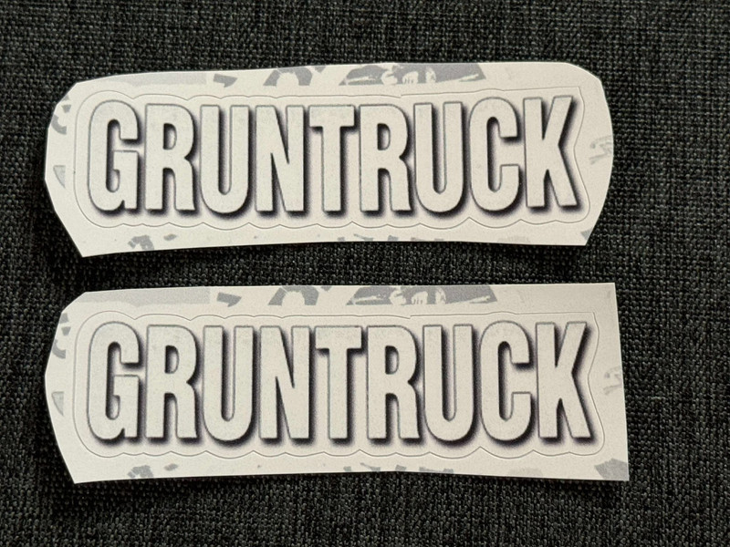 Lot (2) GRUNTRUCK 5/8″ x 2 1/4″ Band Logo STICKERS Gray FAST! FREE SHIP!