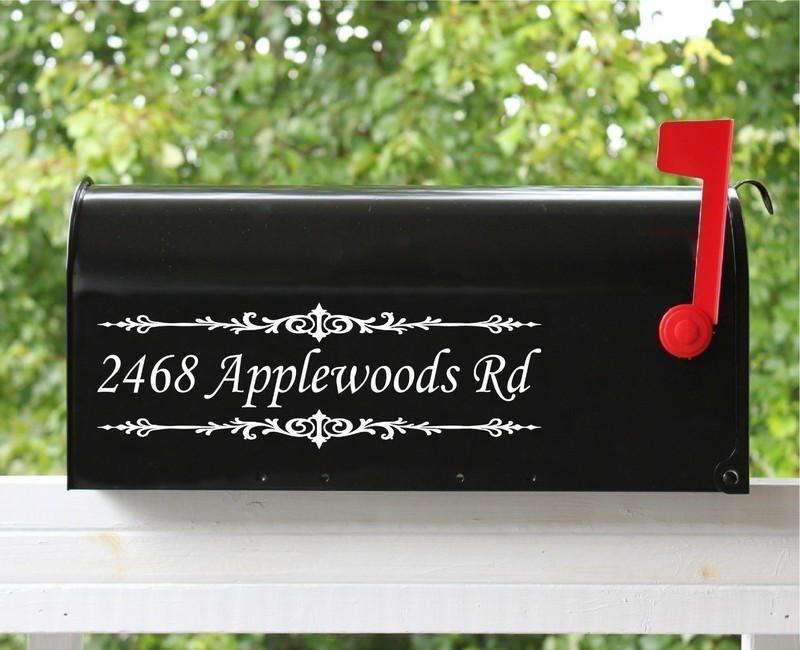 Set of 2 Custom Mailbox Address Decal Stickers 11″ – Flourish #01| 12 Fonts