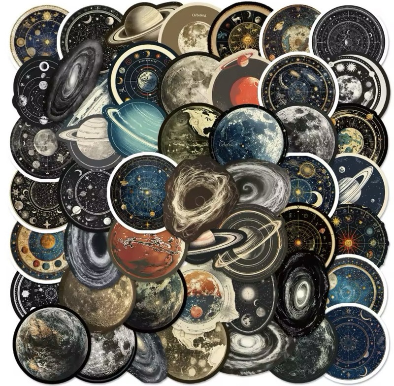 Space Solar System Stickers 50pk Space Planets Mixed Celestial Mix FREE SHIPPING