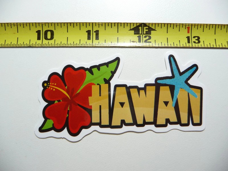 HAWAII HIBISCUS STARFISH SMALL STICKER DECAL 50TH STATE PARADISE VACATION TRAVEL