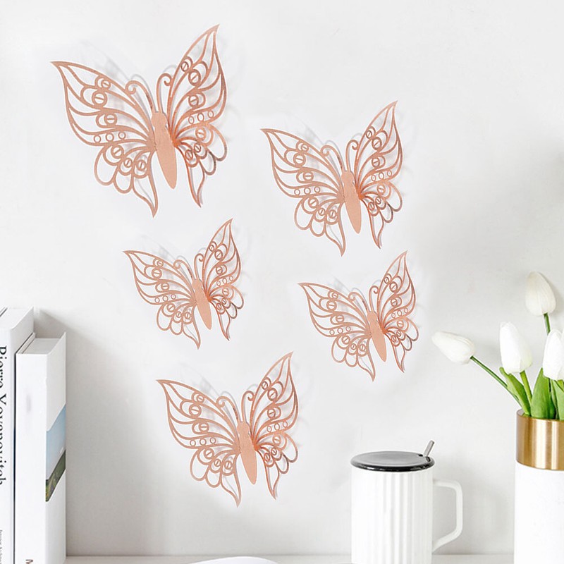 12x 3D Butterfly Wall Stickers Art Decoration Metallic Mural Wall Door Decals gallery