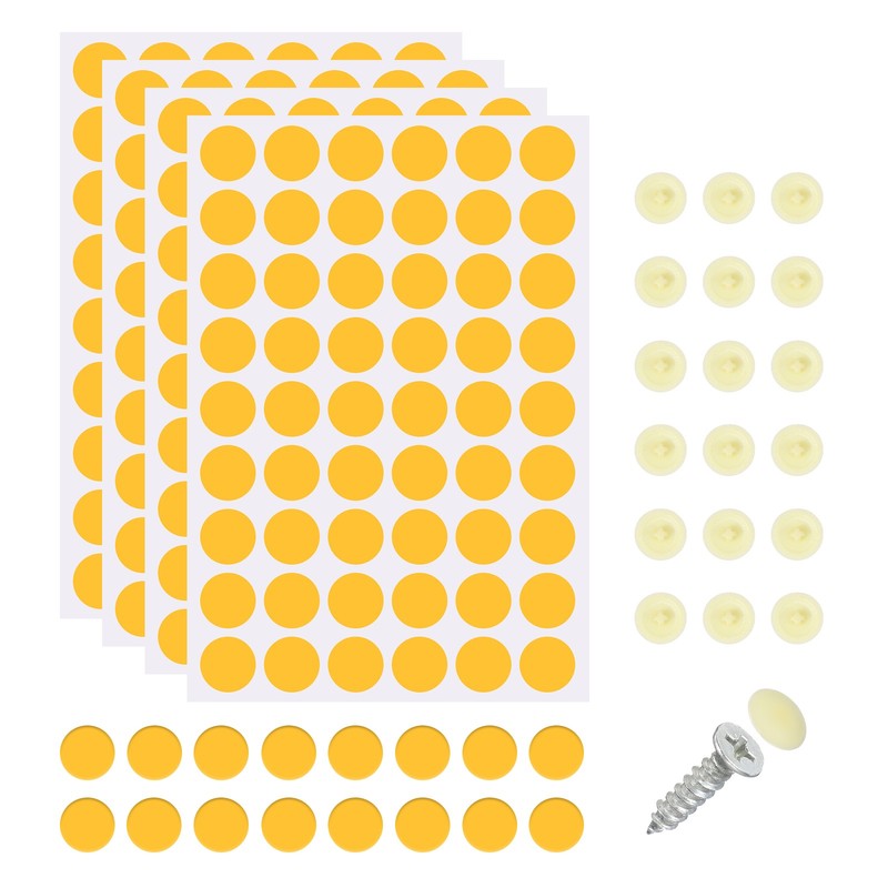 216Pcs Screw Hole Stickers and 200Pcs 12×3.5mm Screw Cover Caps, Beige