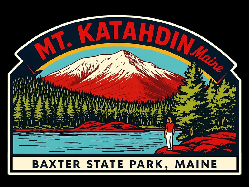 Mount Katahdin Maine Vinyl Travel Souvenir, Nature Adventure Decal for Outdoors, gallery